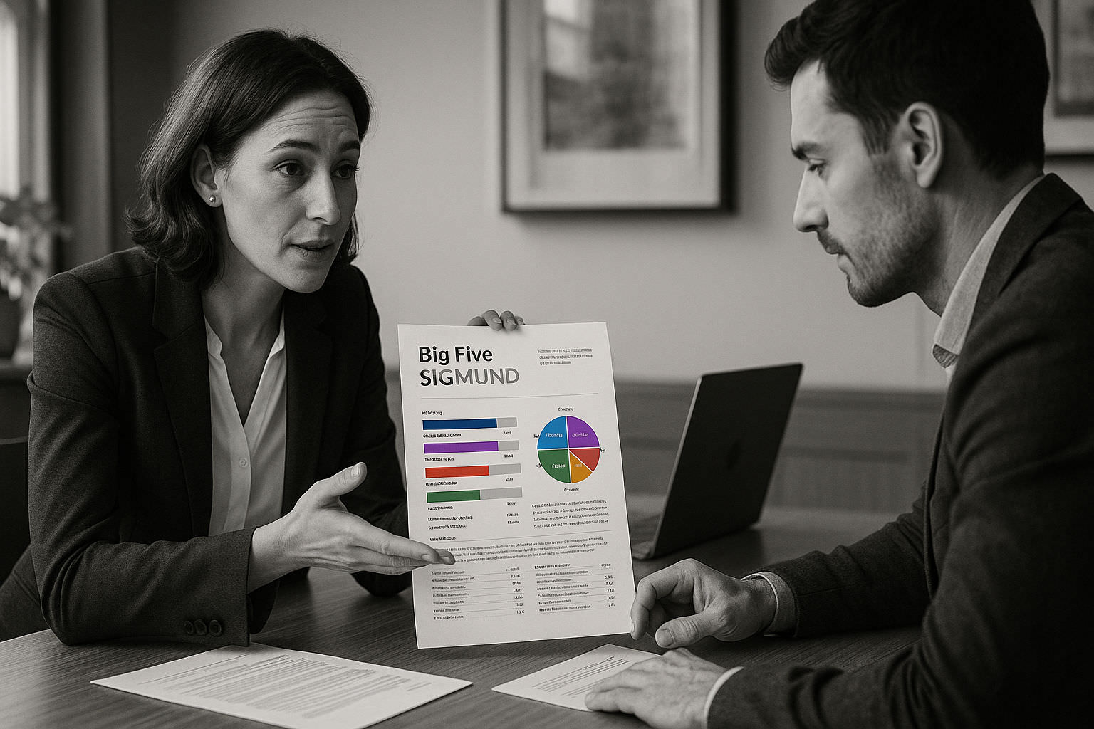 HR professional using the Big Five 5 Factors Pro test to assess a candidate's personality and behavioral skills during a recruitment process