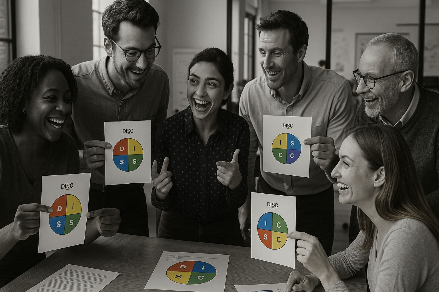 Professionnel RH analysant un profil comportemental DISC pour optimiser le recrutement et le management d'équipe