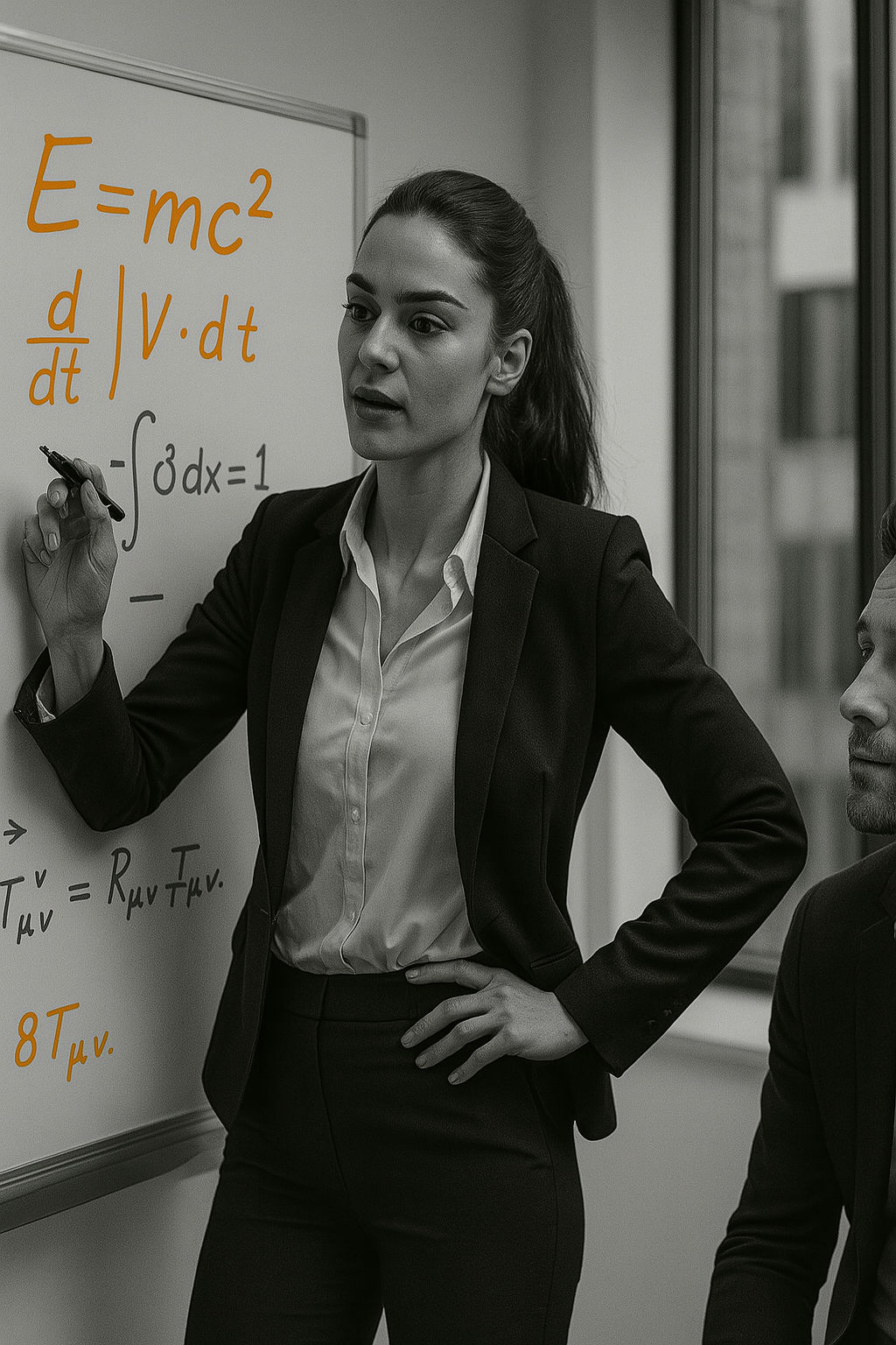 Un candidat faisant une démonstration scientifique au tableau