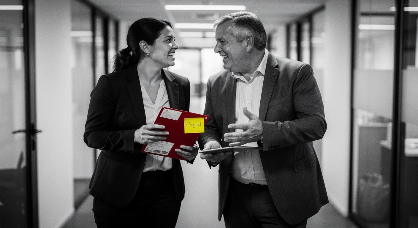 Employees sharing genuine interactions in the workplace.