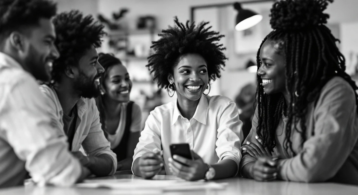 Diverse team collaborating in a vibrant workspace conducting a workplace skills assessment.