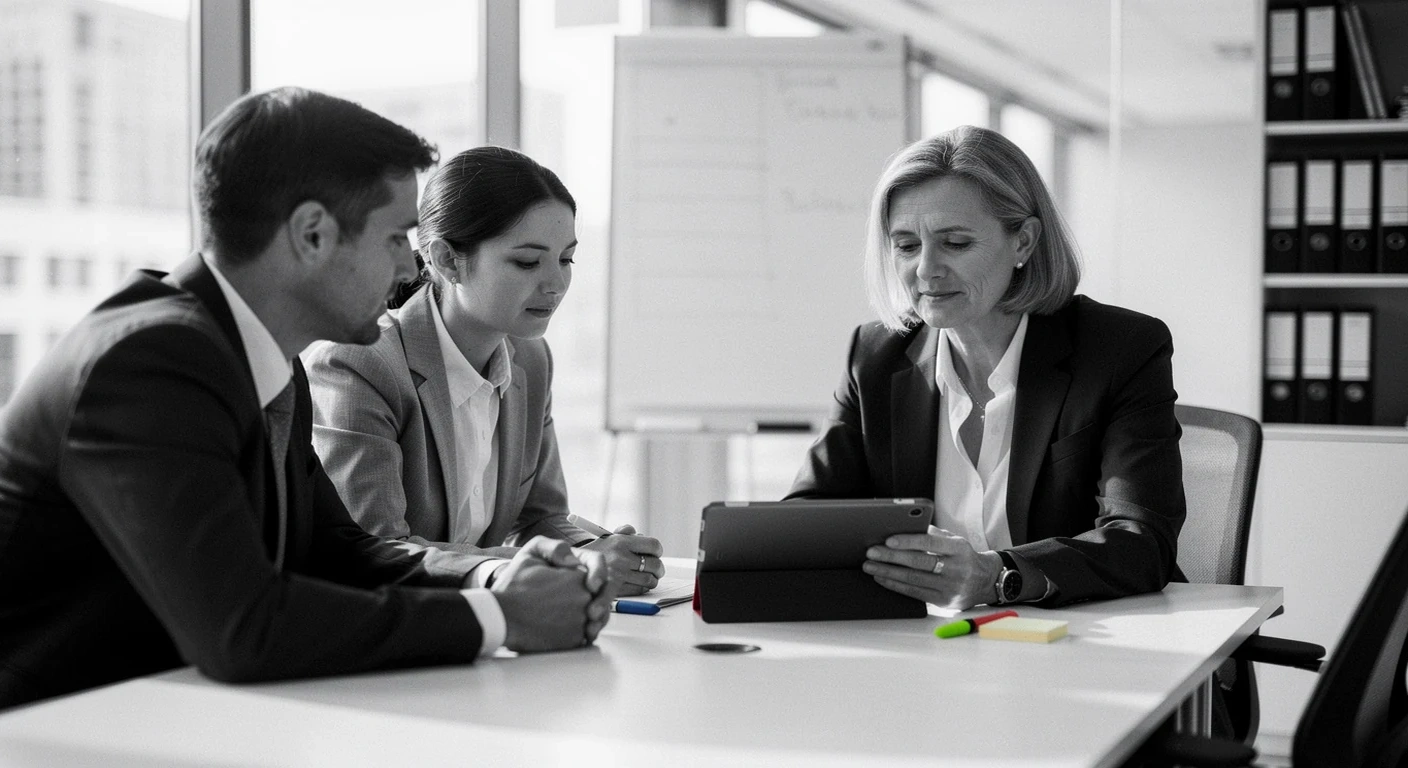 Manager reviewing psychometric test results at desk