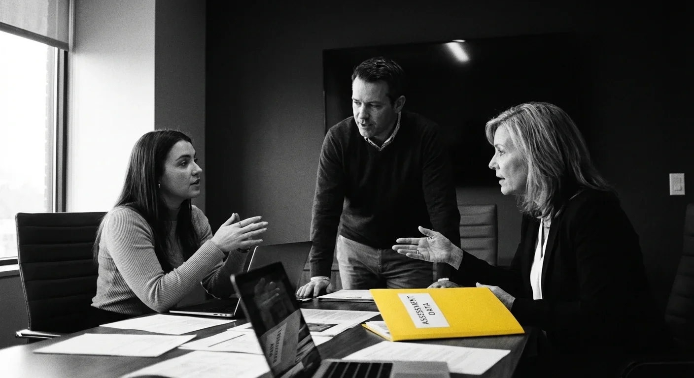 HR team conducting a managerial skills assessment session using structured psychometric tools