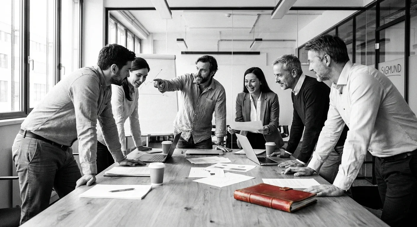 Equipo dinámico en acción durante una evaluación Candidatos colaborando en un ejercicio práctico durante un centro de evaluación de recursos humanos.