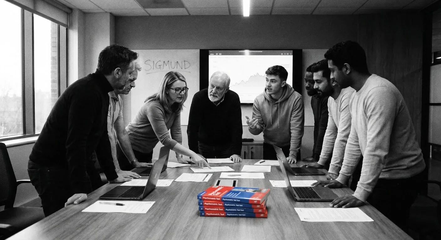 Using Data-Driven Insights for Manager Recruitment HR manager reviewing psychometric test results for assessment center selection