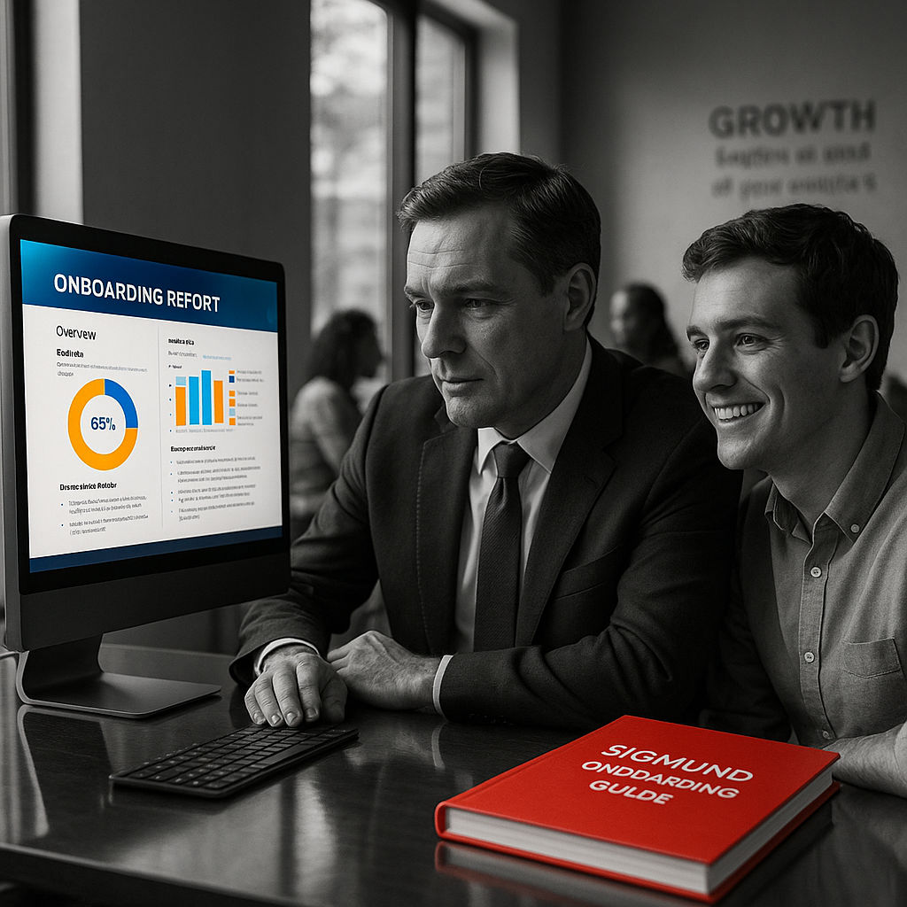 An onboarding on a computer screen